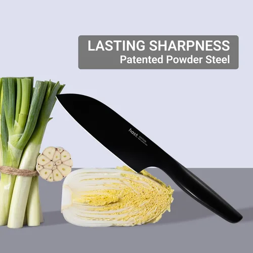 Miniatura 3 de HAST Cuchillo Santoku de 6 pulgadas, cuchillo de chef japonés ultraafilado, acero en polvo avanzado, ligero, mango ergonómico, diseño minimalista