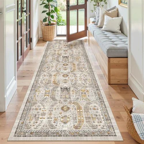 Miniatura 662 de Madane Tapete lavable de 2 x 10 pies para pasillo, cocina, recibidor, clásico, suave, antideslizante para interiores, casa de campo, baño, sala