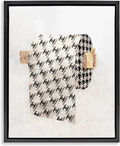 Stupell Industries Ziwei Li - Papel higiénico con patrón glamoroso, arte en lienzo con marco flotante, negro, 17 x 21 pulgadas, fácil de colgar y