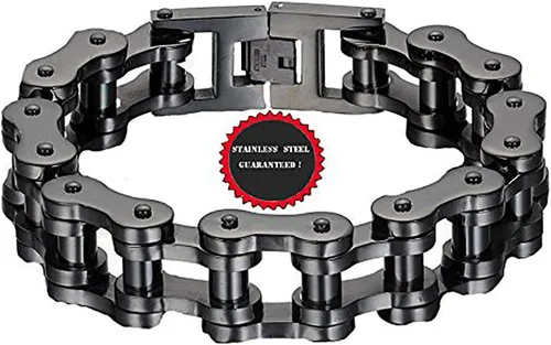 Miniatura 7 de Pulsera de cadena de eslabones de acero inoxidable para hombre, color negro, 0.906 in