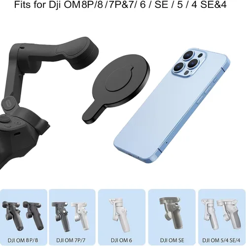 Miniatura 3 de OM - Soporte magnético para teléfono DJI Osmo Mobile 8P/8/7P/OM 7/OM 6/SE/OM 5/OM 4 SE/OM 4 SE/OM 4 Magsafe Quick Release Adapter Magnet Clamp Clip