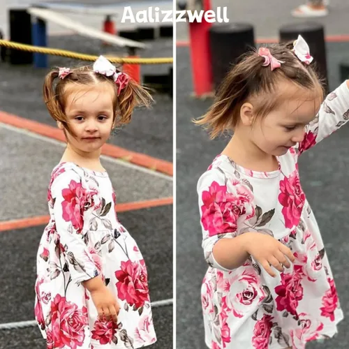 Miniatura 2 de Aalizzwell Traje de túnica floral para niñas pequeñas para otoño e invierno