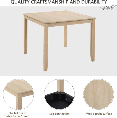 Miniatura 4 de Harper & Bright Designs Juego Moderno de Mesa de Comedor de 5 Piezas de Madera para 4 - Mesa de Cocina Cuadrada Pequeña de 34.5" & Sillas con Roble