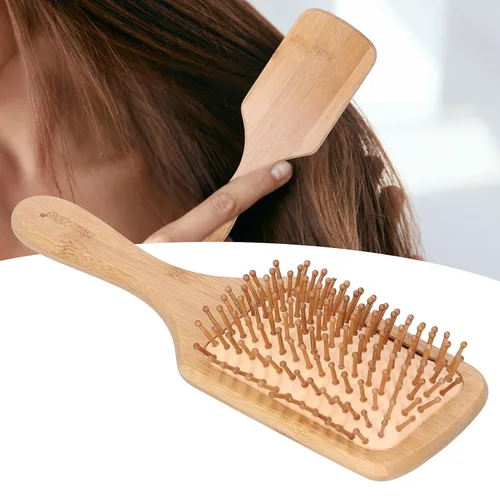 Miniatura 4 de Cepillo de pelo de bambú, protector para el cabello, desenredante, alisado, para todo tipo de cabello, unisex, familia