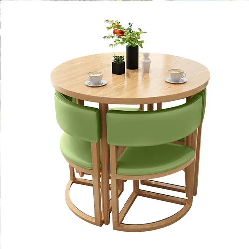 Miniatura 19 de Mesa de cocina y sillas para 4, juego de mesa redonda de comedor para 4, negociación de conferencias pequeñas, 1 mesa y 4 sillas, mesas de café