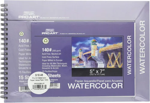 Miniatura 25 de Pro Art Bloc de acuarela de 12 x 16 AF 140 libras, 15 unidades, papel de acuarela, cuaderno de bocetos, papel de color de agua, bloc de papel