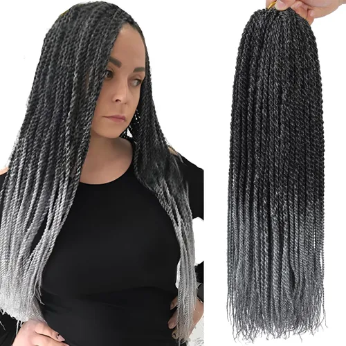 Miniatura 21 de Trenzas de Ganchillo Senegalesas Twist Cabello de Ganchillo 7 Paquetes Pre Enrollado Micro Trenzas Senegalesas Twist Cabello Trenzado Trenzas