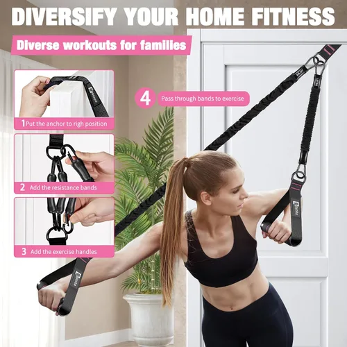 Miniatura 6 de Pull Up Assistance Bands Set, 300 lbs Max Heavy Duty Resistance Bands with Adjustable Strap, Non-Slip Handle & Door Anchor, Full Body Strength