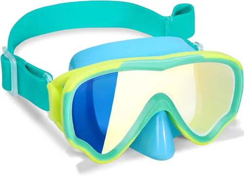 Miniatura 13 de Gafas de natación para niños con correa de tela para niños de 3 a 15 años, gafas de natación a prueba de fugas con cubierta nasal, vista clara