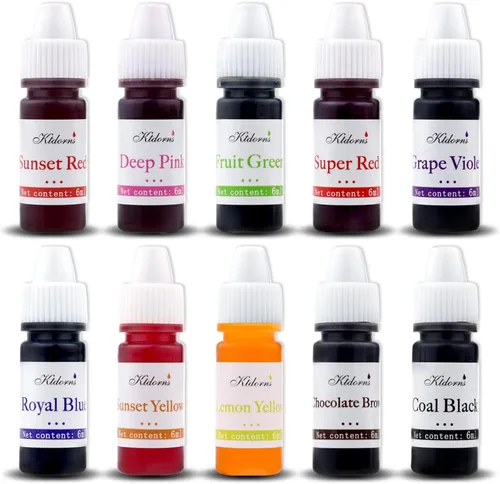 Miniatura 2 de Set de creación de jabón – 10 colores líquidos para colorear jabón, Puesta del sol amarilla, puesta del sol roja, rosa, amarillo, azul, café, negro