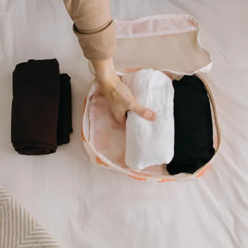 Miniatura 6 de Jadyn Juego de 6 cubos de embalaje grandes para maleta, bolsa de lona, equipaje, artículos esenciales de viaje de varios tamaños (margarita)