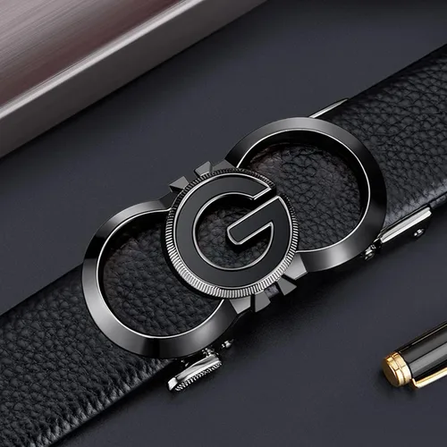 Miniatura 3 de VANNANBA Leather ratchet Belts for Men Automatic Buckle Casual Work Dress Belt with Gift Box