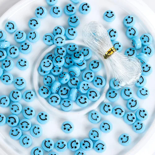 Miniatura 12 de Cuentas de cara sonriente, cara feliz de 0.394 in, acrílico, bonitas cuentas espaciadoras, fabricación de collares y pulseras, suministros