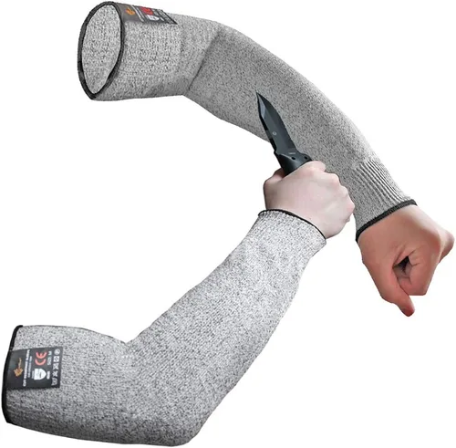 Miniatura 18 de Evridwear - 1 par de mangas resistentes a cortes para protección de brazos en el trabajo, EN388 Nivel 5, contra punciones, con o sin orificio