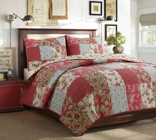 Miniatura 35 de Cozy Line Home Fashions - Juego de ropa de cama reversible de 100% algodón con patchwork real cosido a mano, color mostaza amarilla, estilo granja