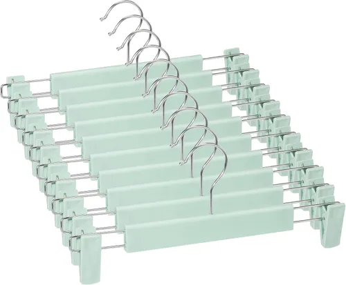 Miniatura 14 de Perchas para faldas, paquete de 20 unidades, perchas para pantalones con clips, gancho giratorio de 360°, perchas que ahorran espacio