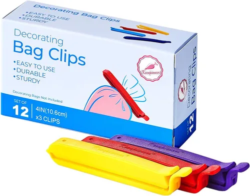 Keenpioneer Clips de sellado de bolsas para almacenamiento de alimentos y aperitivos, clips de sellado de bolsas de decoración/glaseado, 4 pulgadas,