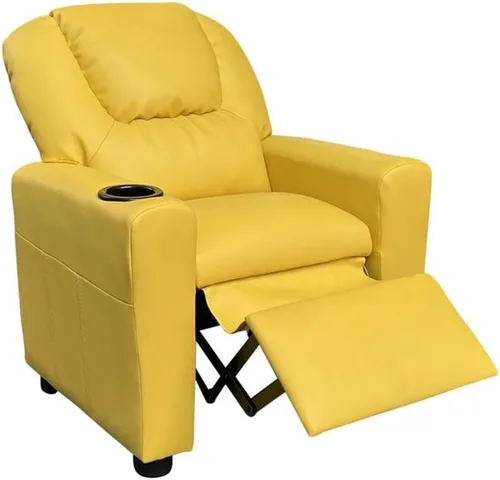 Miniatura 4 de Lilola Home Marisa - Silla reclinable para niños con soporte para tazas, silla reclinable juvenil de piel sintética negra, reclinable para niños