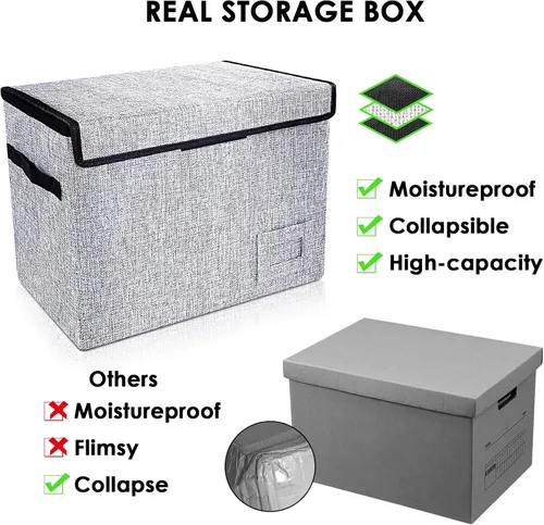Miniatura 2 de Leffis Caja de Almacenamiento de Cómics, Caja 39,4 cm X 19,1 cm X 28,7 cm, Caja Corta de Cómics Plegable con Tapas Soporta 150 Cómics Contenedor