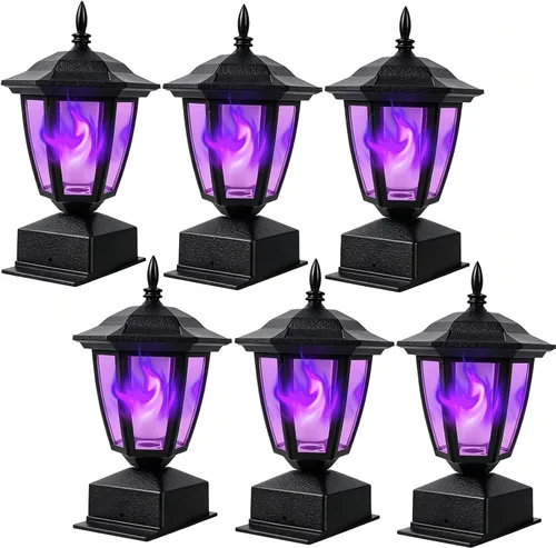 Miniatura 8 de Dynaming Paquete de 2 luces solares para postes de llama para exteriores, lámparas alimentadas por energía solar, luces LED de llama parpadeante