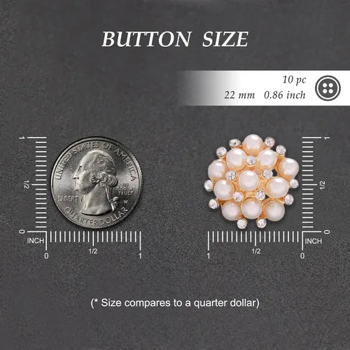 Miniatura 6 de Jerler 10 piezas de botones de diamantes de imitación de perlas adornos de cristal coser en botones de ropa