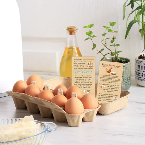 Miniatura 4 de Kisston 200 Piezas Tarjetas de Instrucciones de Manejo de Huevos Frescos de Granja 2 x 3.5'' Sello de Cartón de Huevos de Navidad Tarjetas