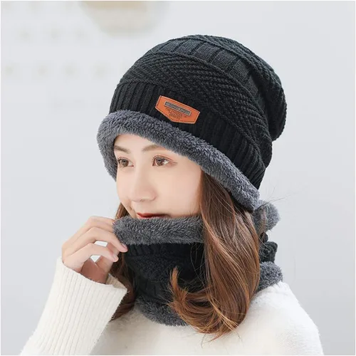 Miniatura 3 de Winter Knit Hat Scarf Neck Warmer Gloves Set for Women Knitting Hats Caps