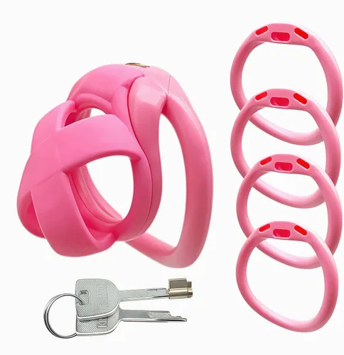 Jaula de castidad masculina, dispositivos de jaula de castidad masculina, nueva jaula ergonómica ligera para pene de hombre, jaula de bloqueo de Rosa