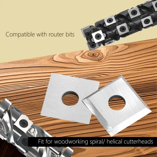 Miniatura 4 de 0.472 in Plaza Carburo Insertos Cortadores Cuchillos Cuchillos Cuchillos 12 × 12 × 0.059 in-35 ° para carpintería espiral/cepillo helicoidal Cabezal