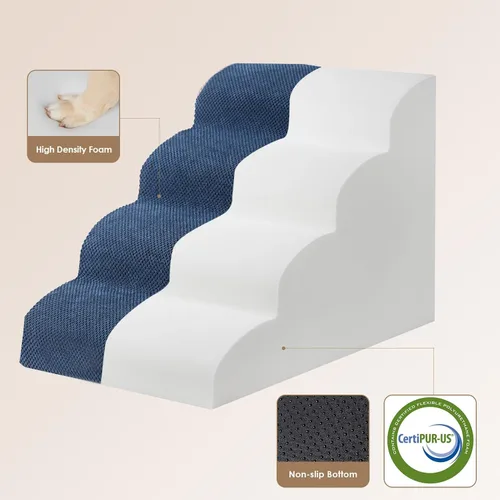 Miniatura 2 de EHEYCIGA Escaleras curvas para perros para camas altas de 19.7" de alto, 4 escalones para perros pequeños y gatos, escaleras para mascotas