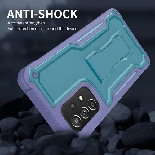 Miniatura 6 de Funda para Samsung Galaxy A53 5G, protección de grado militar a prueba de golpes con protector de pantalla HD de vidrio templado y soporte Azul