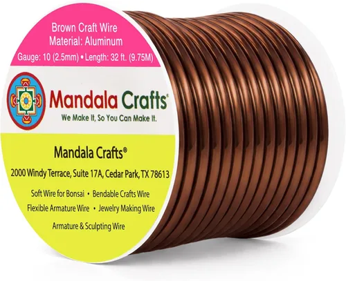 Miniatura 44 de Mandala Crafts - Alambre de aluminio anodizado de 8 calibre para hacer joyas - 9.75 m de alambre flexible negro colorido - Flexible para bonsái