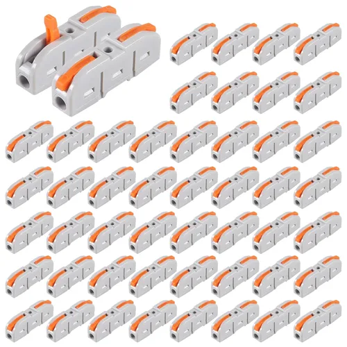 50 conectores de cable de palanca, conductores SPL-1, conectores compactos, conectores de palanca, tuercas, terminales eléctricos para cable blando