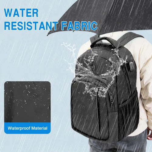 Miniatura 7 de WOLT Mochila para laptop para hombres y mujeres para portátil de 15.6 pulgadas y 17 pulgadas, mochila de viaje aprobada con compartimento para Negro
