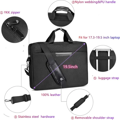 Miniatura 2 de Maletín negro de alta calidad para laptop de 17.3 a 18.4 pulgadas con hombro cruzado, bolsa de reproductor de DVD, bolsa de tablero de pintura