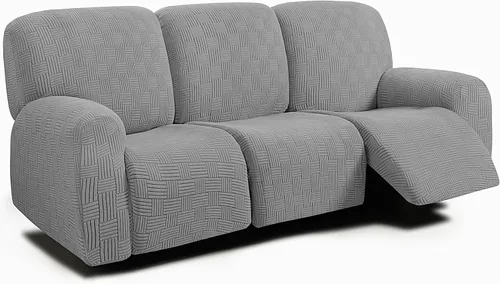 Miniatura 35 de ULTICOR - Juego de 8 fundas para sofá reclinable de jacquard, fundas para sofá reclinable elásticas para 3 cojines, gruesas, suaves, lavables Gris