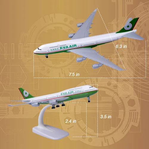 Miniatura 5 de EVA Air Boeing 747 1:300 escala modelo plano para regalo y decoración