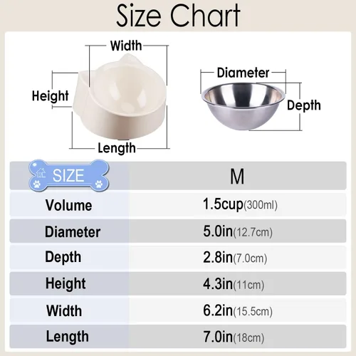 Miniatura 7 de 15 comedero inclinado para gatos, ortopédico, antivómitos, a prueba de derrames, elevado, inclinado, acero inoxidable, blanco