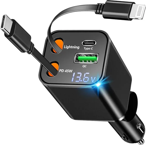 Miniatura 11 de 【MFi Certified】iPhone Car Charger Fast Charging, Linocell 60W Dual USB C Car Power Cigarette Lighter Car Carplay Charger with 2Pack Type C to Black
