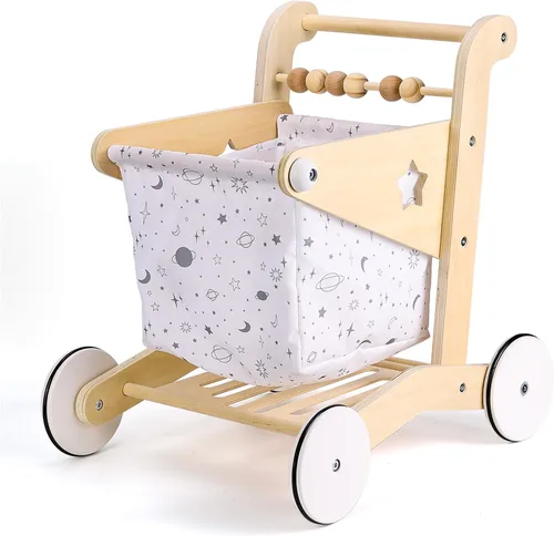Miniatura 11 de Woodtoe Andador de madera para bebés, juguete de empuje antivuelco de velocidad ajustable para bebés que aprenden a caminar, juguetes naturales