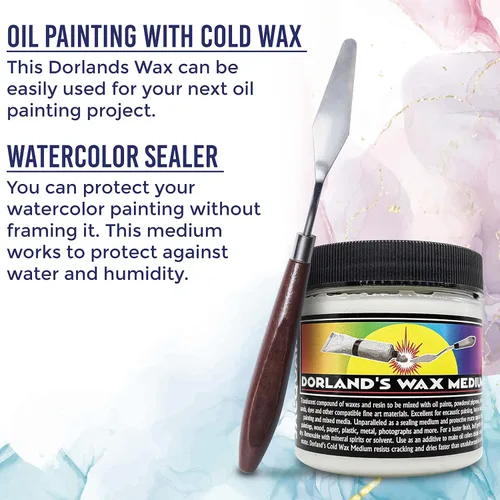 Miniatura 4 de Cera Jacquard Dorlands 4fl oz - Cera fría mediana hecha en EE. UU. - Pintura al óleo - Sellador para acuarela - Incluye cuchillo de paleta Moshify