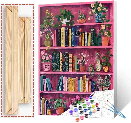 Miniatura 29 de Aihonmin Estantería 6 Pack Pintar por Números para Adultos Libros Pintura DIY sobre Lienzo con Pinceles Pigmento Manualidades DIY Pintura Acrílica