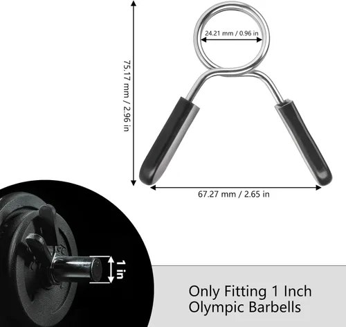Miniatura 2 de AccEncyc Collares de clip de resorte de 1 pulgada, abrazaderas olímpicas para mancuernas, clips de barra de pesas para levantamiento de pesas