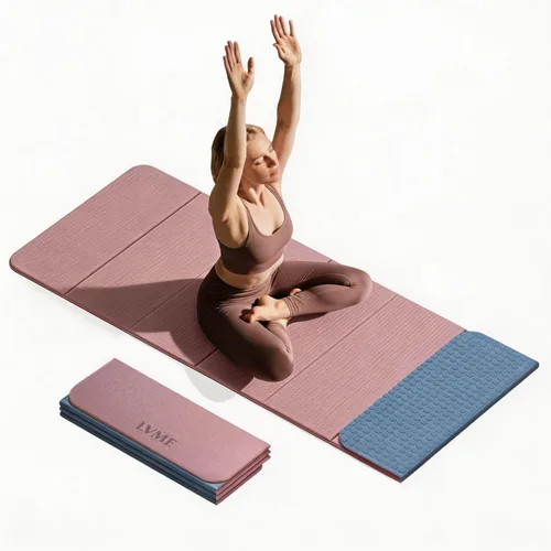 Miniatura 10 de Foldable Yoga Mat 0.32 inches Thick(8mm), SGS Certified POE Material, Non Slip, 71 x 24 inches, Foldable for Travel, Pilates, Camping, Environmental