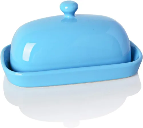 Miniatura 12 de Sweejar Mantequillera de cerámica con tapa para encimera, recipiente para mantequilla de porcelana con mango de perilla, recipiente para mantequilla