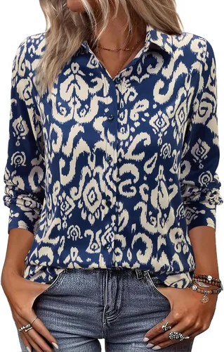 Miniatura 18 de siliteelon Camisas de vestir con botones para mujer, camisas de vestir de manga larga, algodón de corte clásico