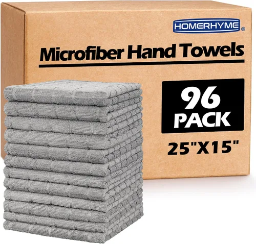 Miniatura 18 de Toallas de Baño de Mano de Microfibra, Paquete de 6 de 25 x 15 pulgadas Toallas de Mano Grises para Baño, Multiusos de Secado Rápido Sin Pelusas