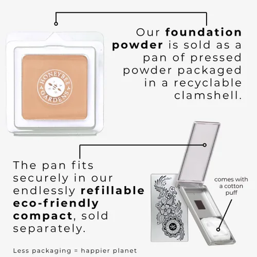 Miniatura 7 de Honeybee Gardens Recambio de base de polvo mineral prensado, bronceado medio, cobertura de luz ajustable, base de polvo prensado mate, hecha sin