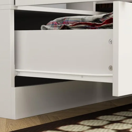 Miniatura 8 de AGOTENI Armario Ropero con 4 Puertas de Persiana y 2 Varillas para Colgar, Gabinete de Almacenamiento de Ropa de Madera con 5 Cajones y Estantes