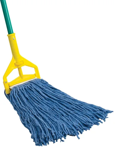 Miniatura 2 de Winco Cabezal de trapeador de hilo, 32 onzas, cabezal de corte de 4 capas, azul, blanco, mediano